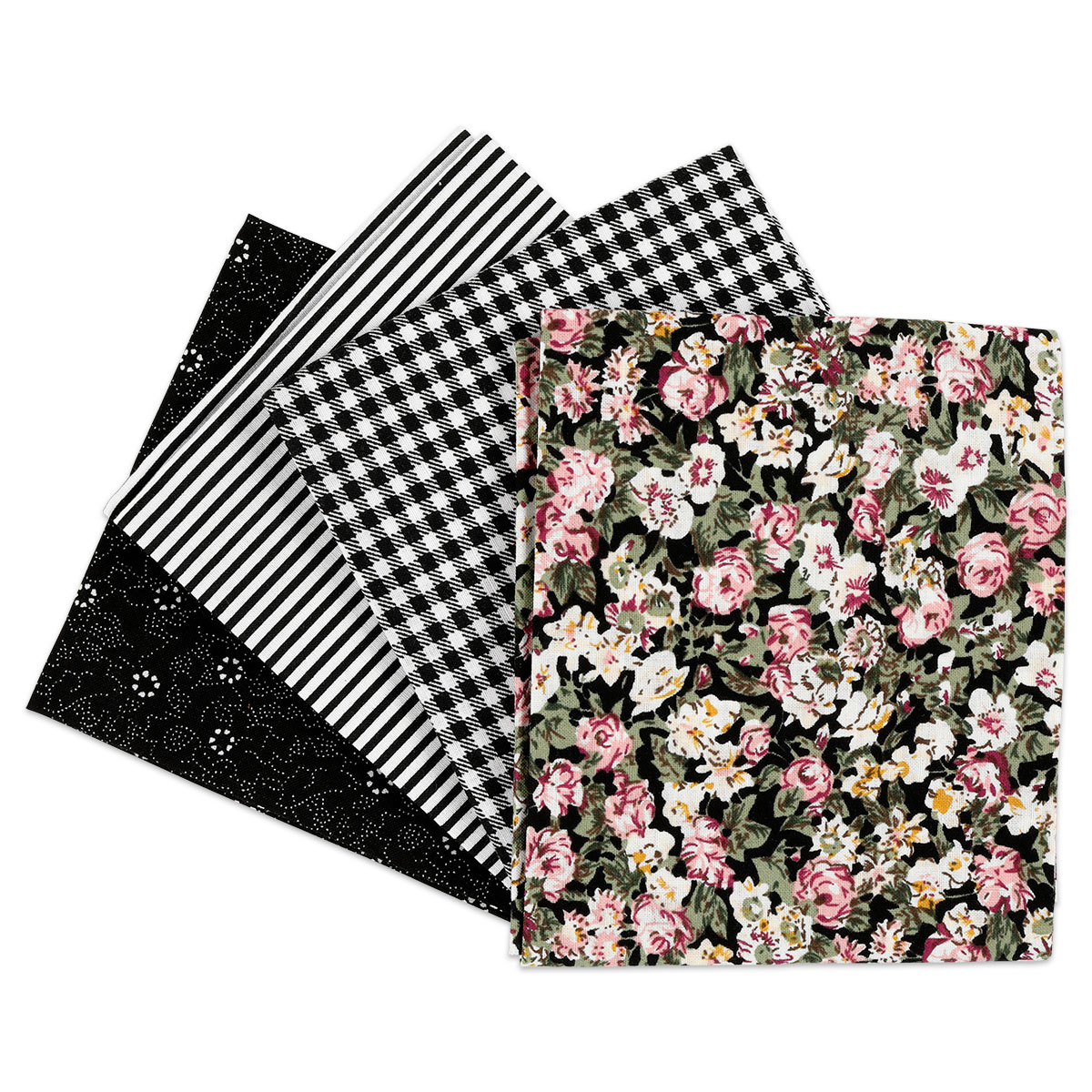Patchwork-Stoff-Paket 4 Zuschnitte à 45x55cm schwarz