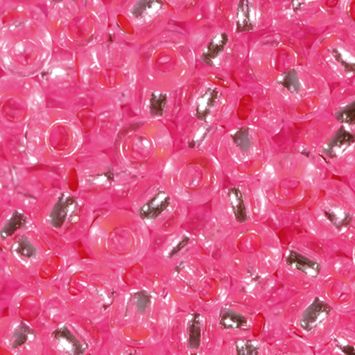 Rocailles transparent 2,6mm 17g rosa