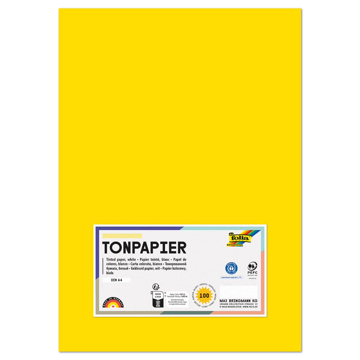 Tonpapier 130g/m² DIN A4 100 Bl. bananengelb