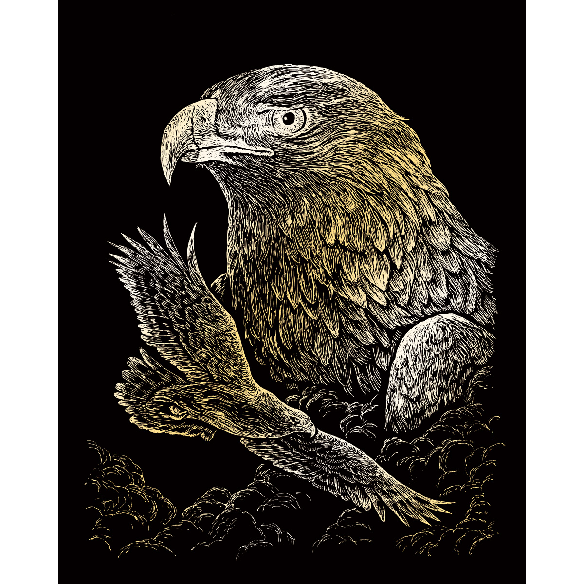 Kratzbild gold 20x25cm Adler