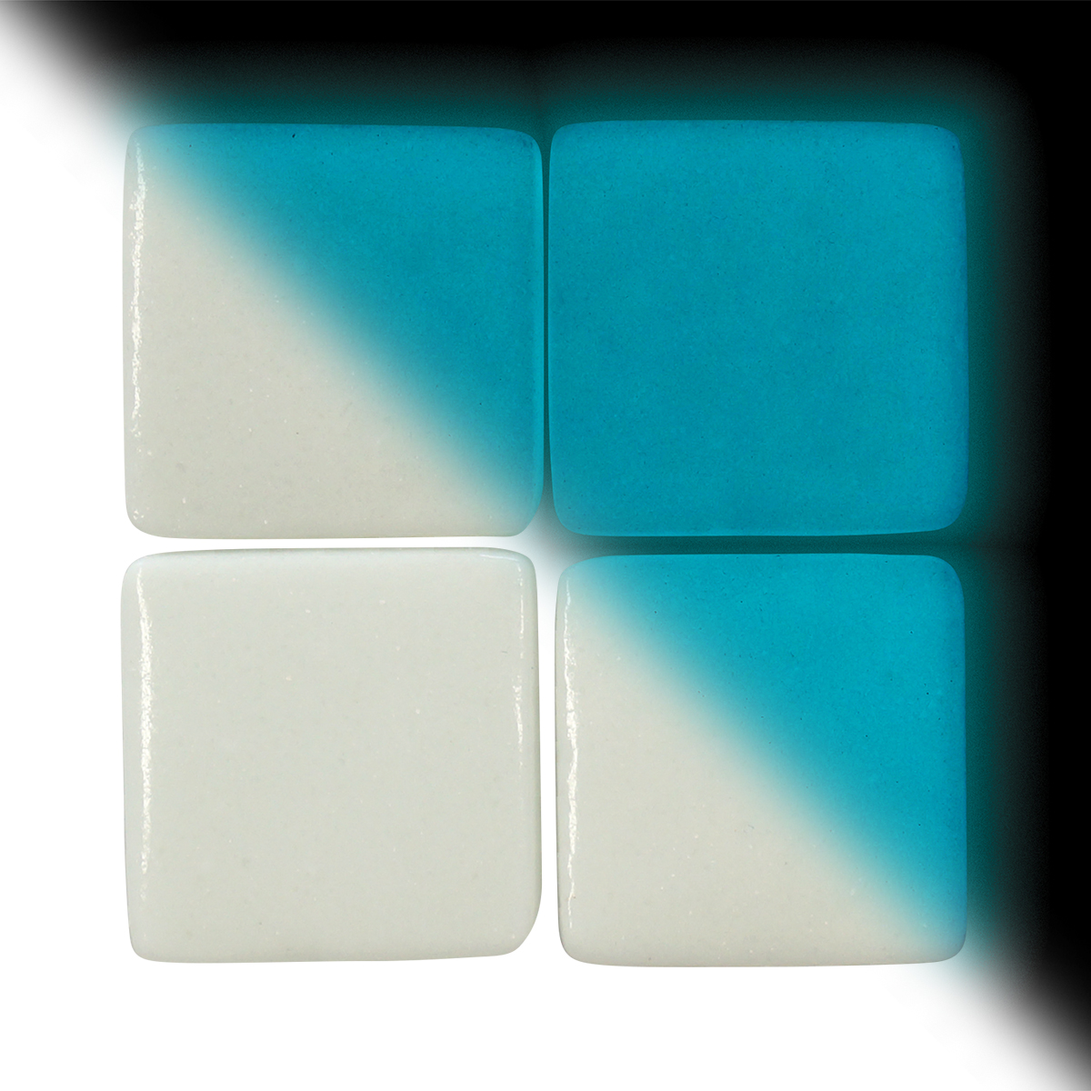 Mosaik Neon-Glas 25x25x4-4,5mm 250g Tag/Nacht weiß/blau