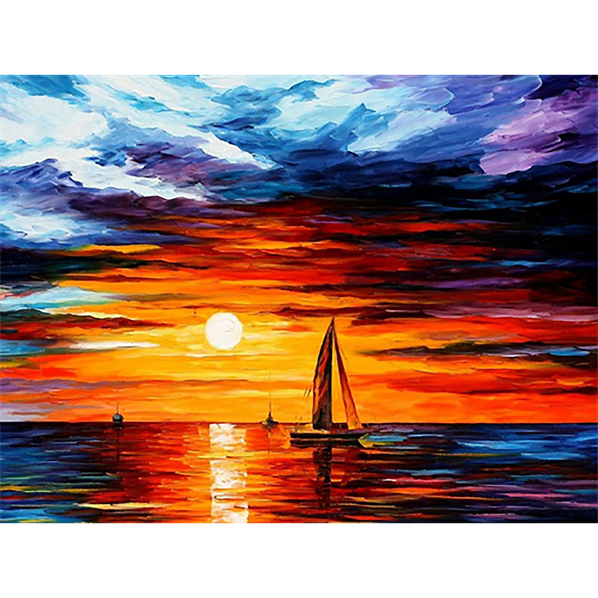 Diamond Painting 30x40cm Segelschiff im Sonnenuntergang