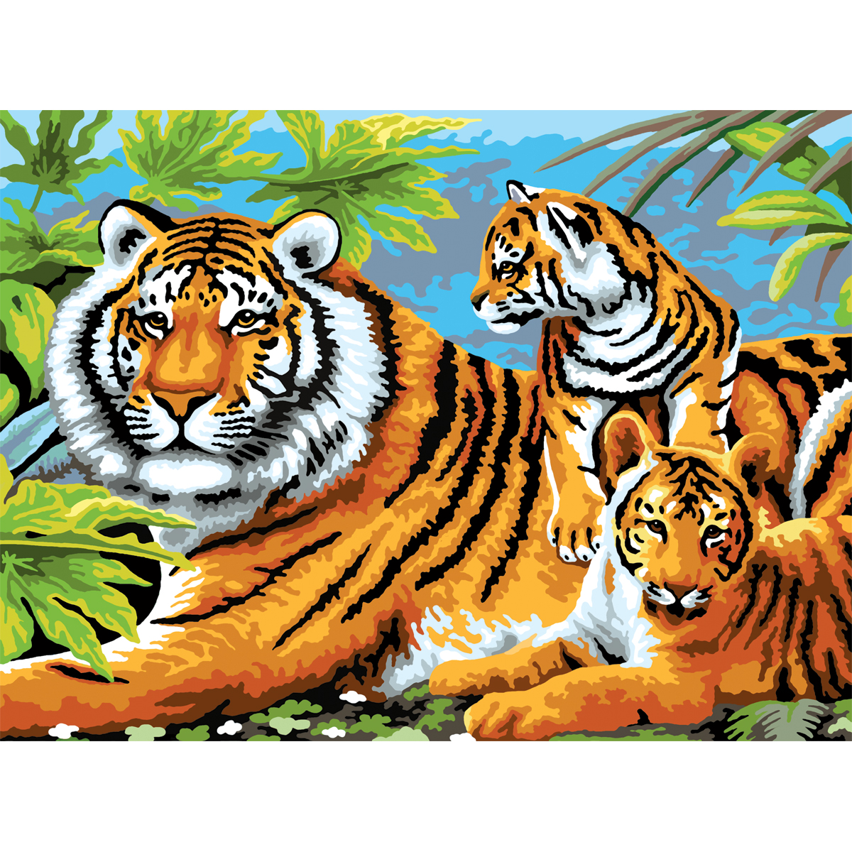 Malen nach Zahlen 28,6x39cm Tiger mit Jungen