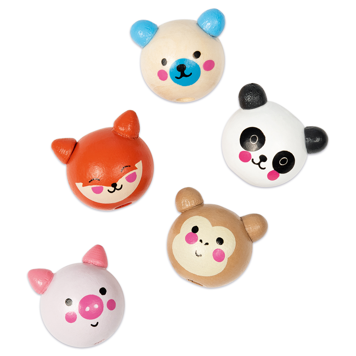 Holzperlen Cute Animals Ø 18mm 10 St./5 Motive