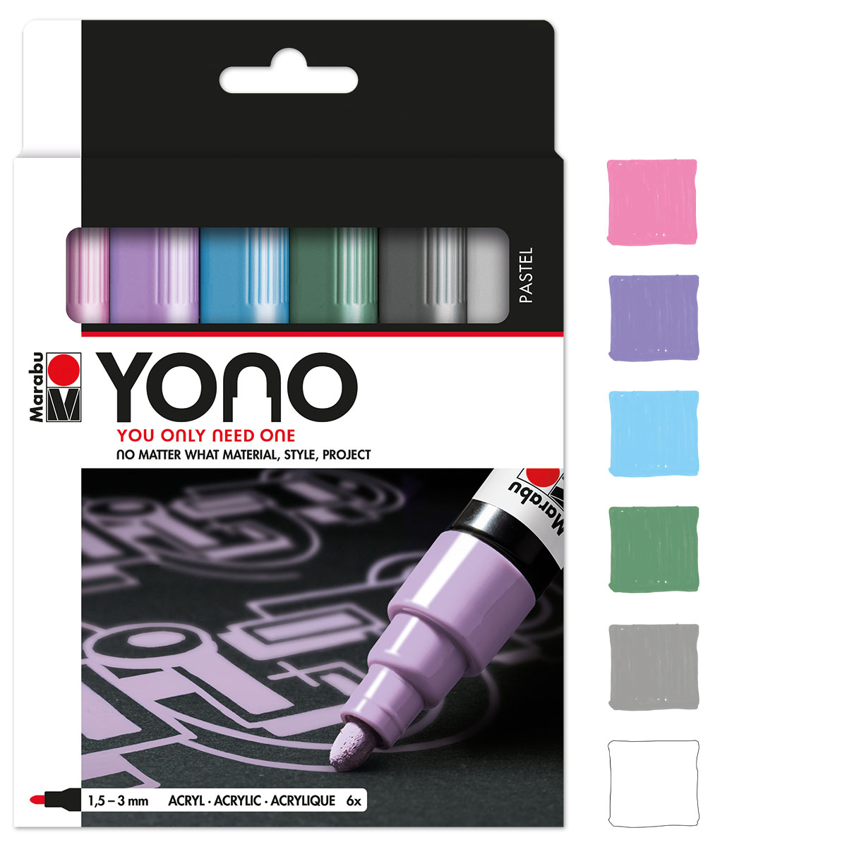 YONO Acryl Marker Set Pastell 6 St./Farben