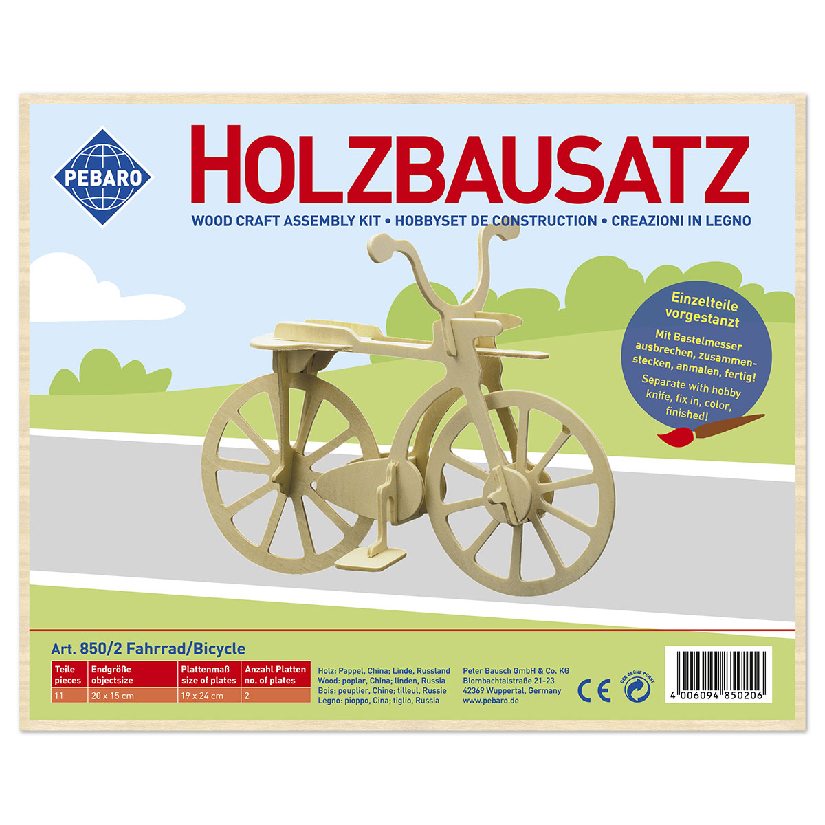 58708502_1k1KgM7w67qwr2 Holzbausatz Fahrrad 20x15cm 11 Teile