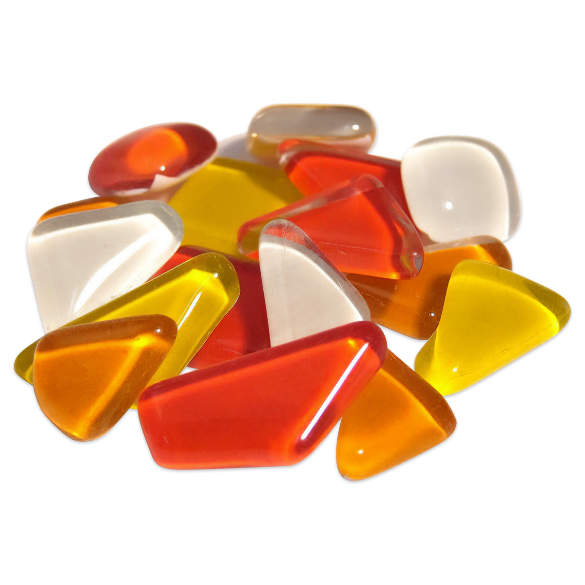 Mosaik Soft-Glas polygonal 1kg gelb-rot mix Mosaik Soft-Glas polygonal 1kg gelb-rot mix