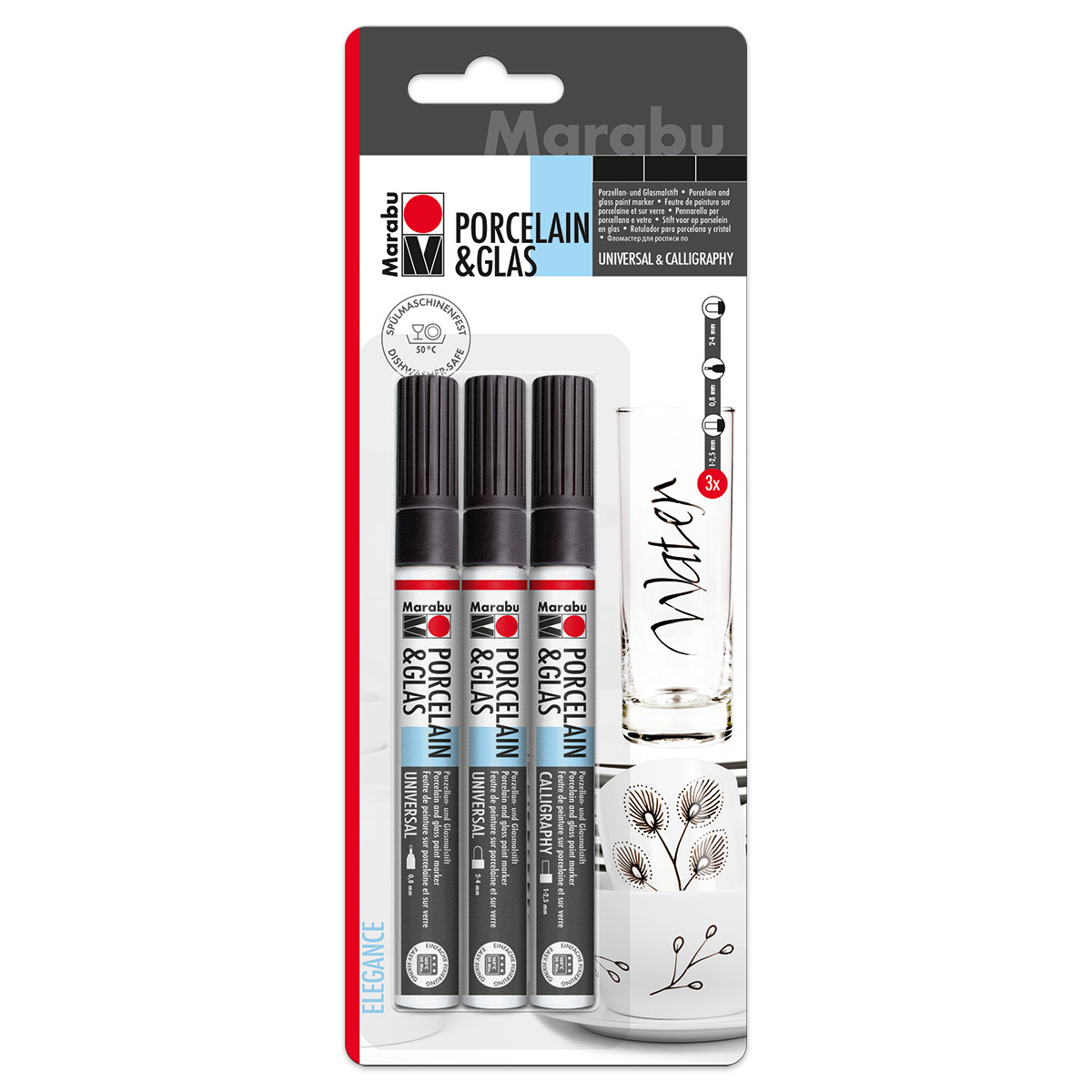 Porcelain & Glas Painter 3 St. schwarz Elegance Porcelain & Glas Painter 3 St. schwarz Elegance