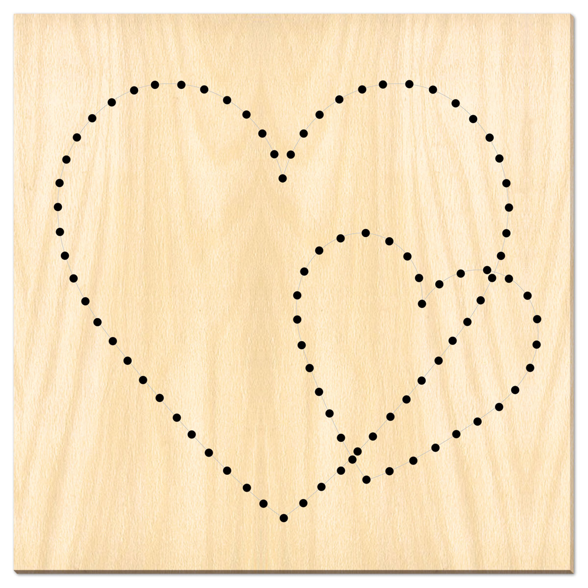 Nagelbild Holz 15mm 20x20cm Herzen