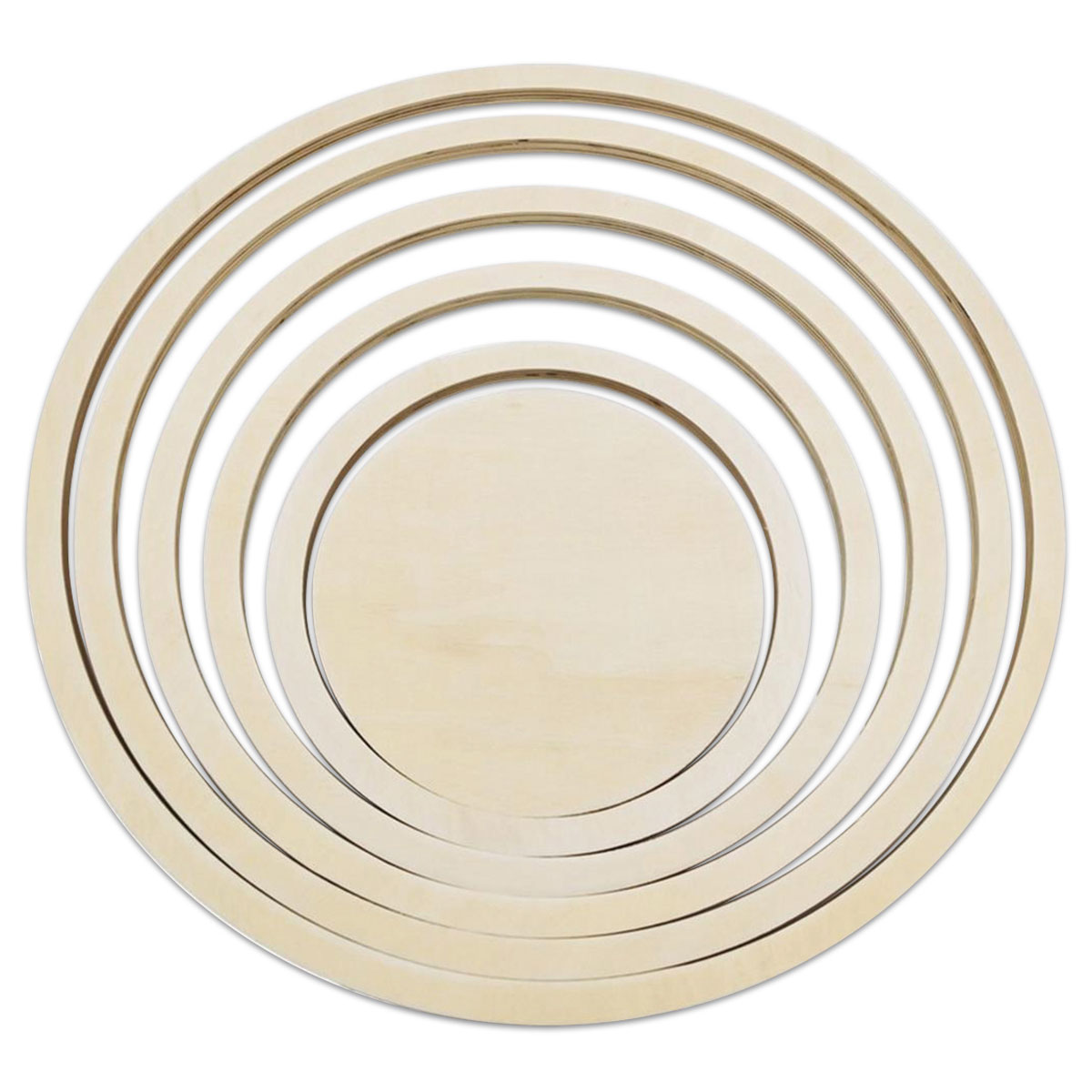 Holzringe Set 5 St./Größen & 1 Scheibe Ø 16cm natur