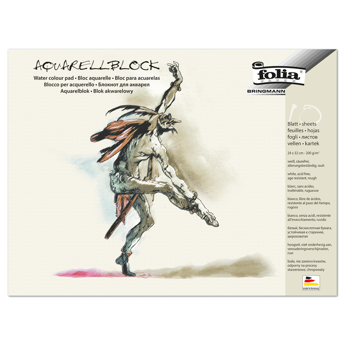 Aquarellblock 200g/m² 24x32cm 10 Bl. rau