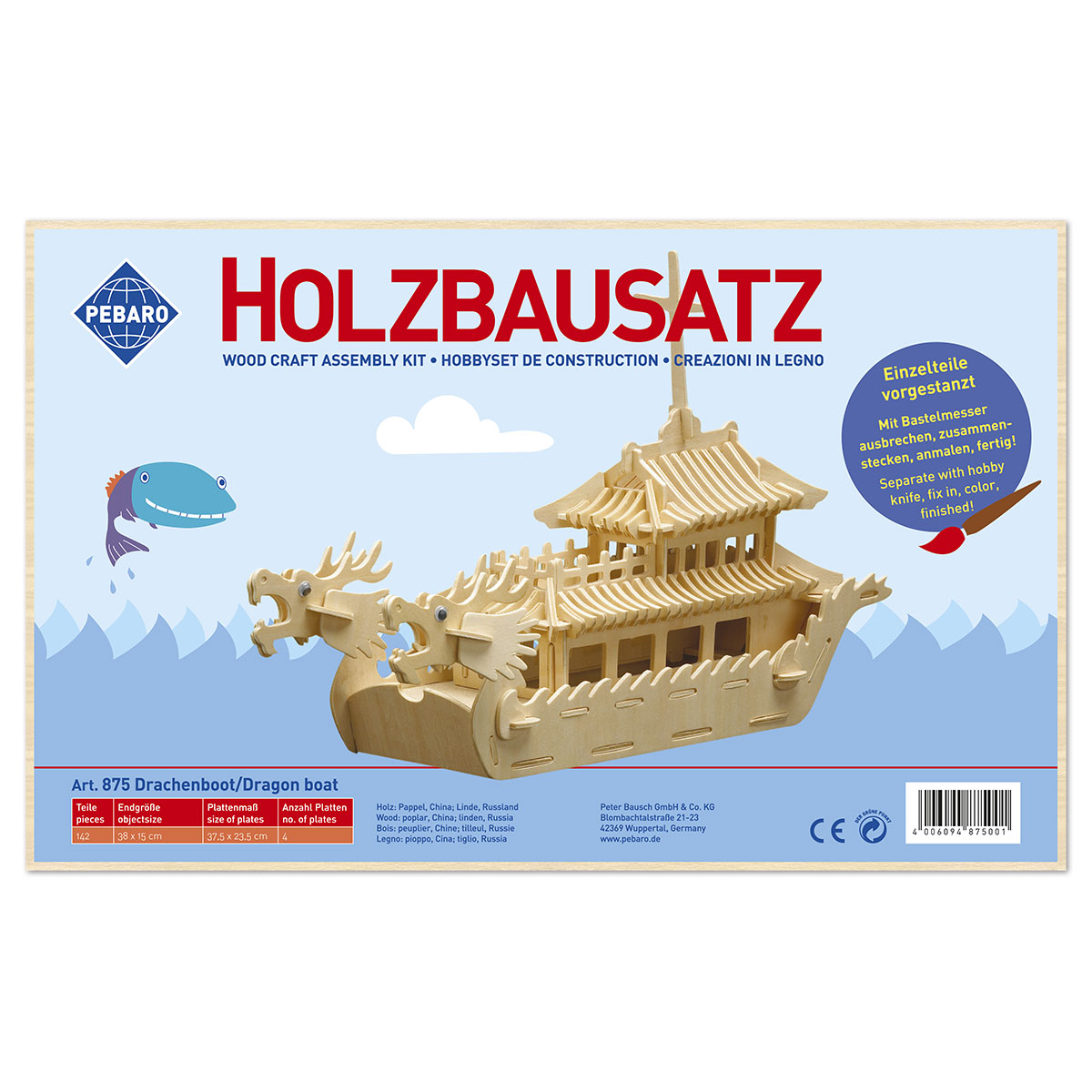 58700875_1 Holzbausatz Drachenboot 38x15cm 142 Teile