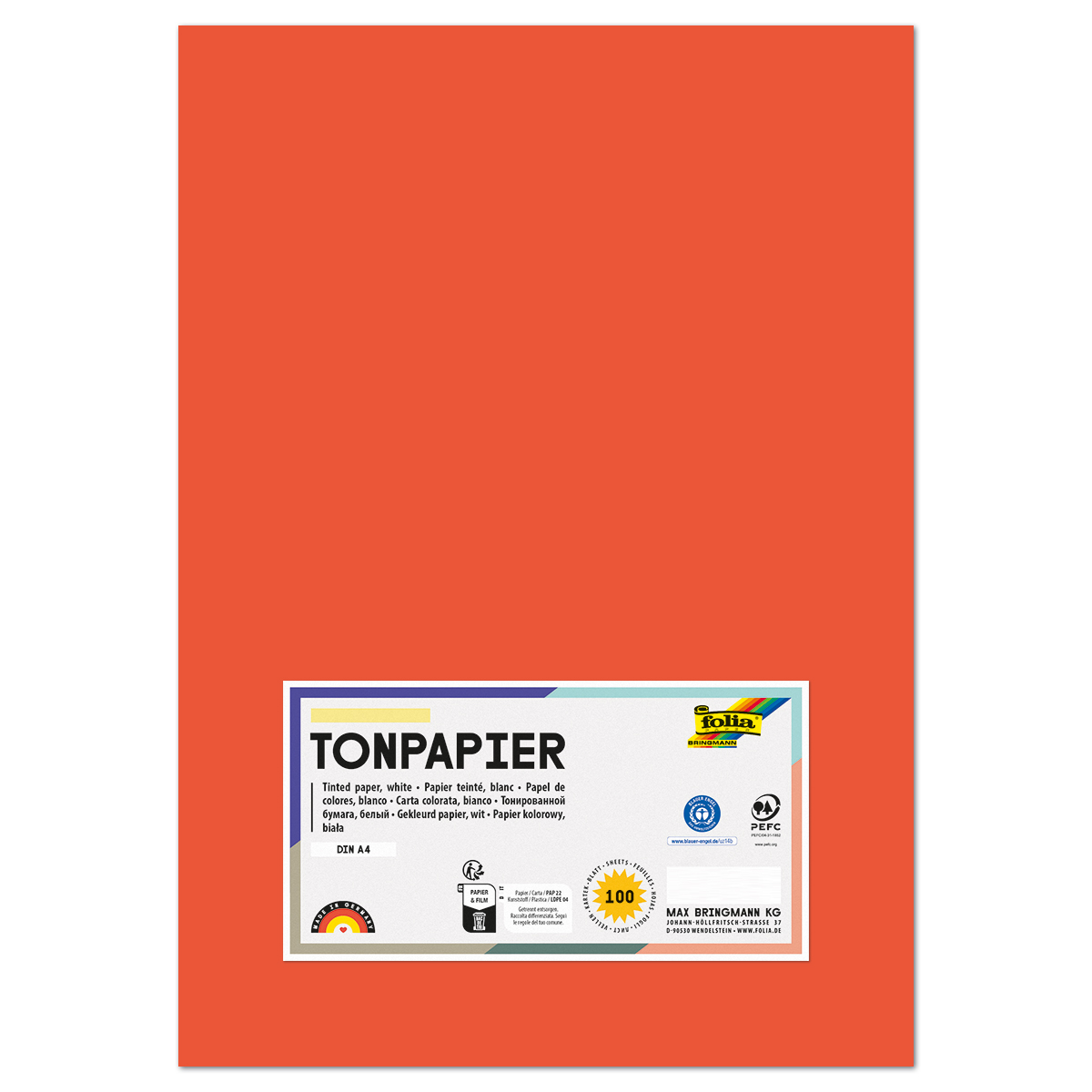Tonpapier 130g/m² DIN A4 100 Bl. orange