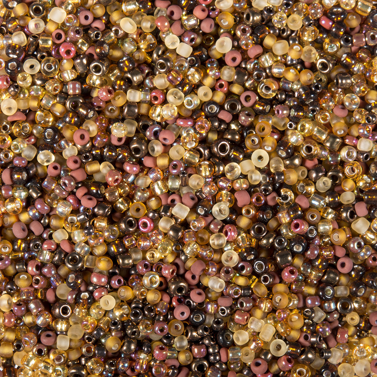 Rocailles Glas ca. 2,6mm 500g braun-gold