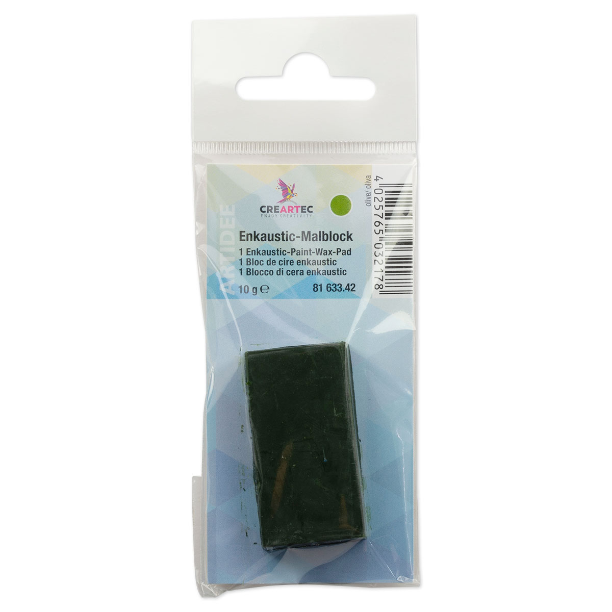 Enkaustik-Malblock 45x25x10mm ca. 10g oliv