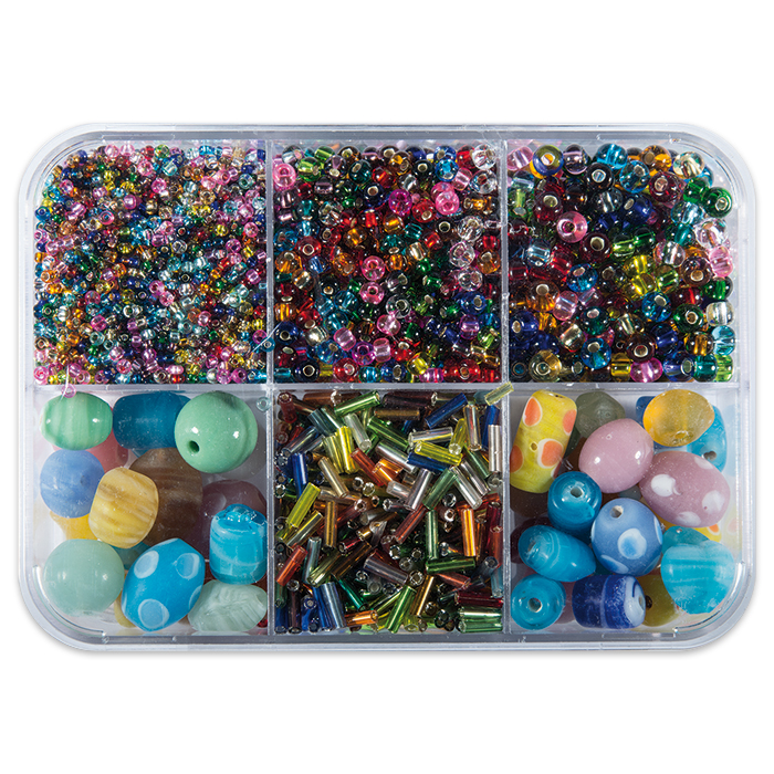 Glasperlen-Box 2-20mm ca. 150g mix