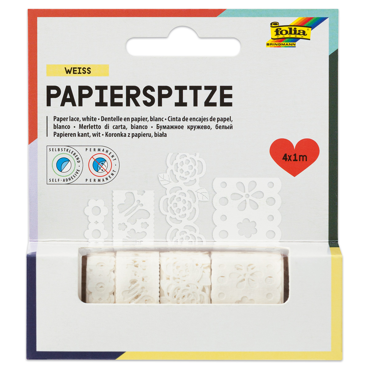 Papier-Bordüren 8-23mm 4 St. à 1m weiß