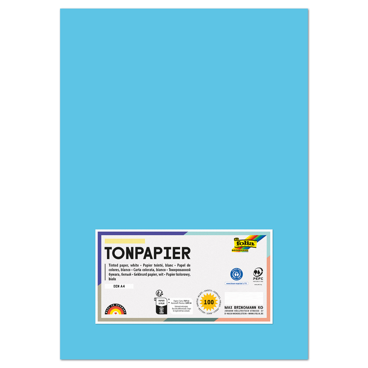Tonpapier 130g/m² DIN A4 100 Bl. himmelblau
