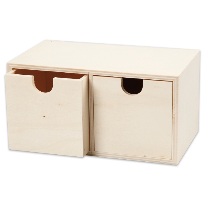 Holzbox mit 2 Schubladen 9,2x17,7x10,4cm natur