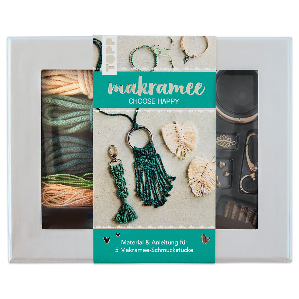 Makramee-Schmuckset Choose Happy petrol/natur