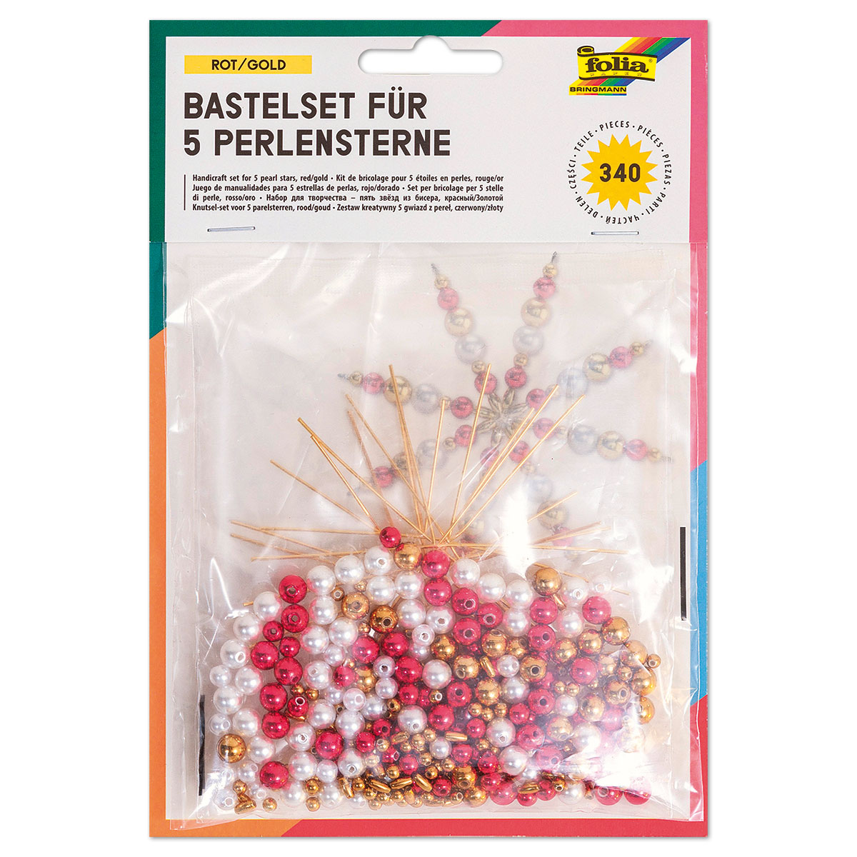 Perlensterne-Set Rot/Gold 340-teilig