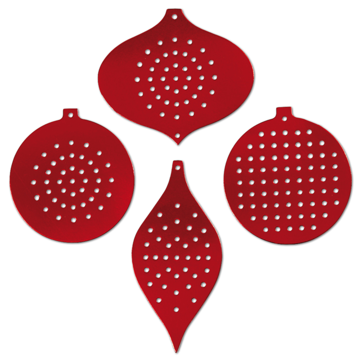 Stickkartonanhänger 8,5-12cm 2 St./4 Motive metallic rot