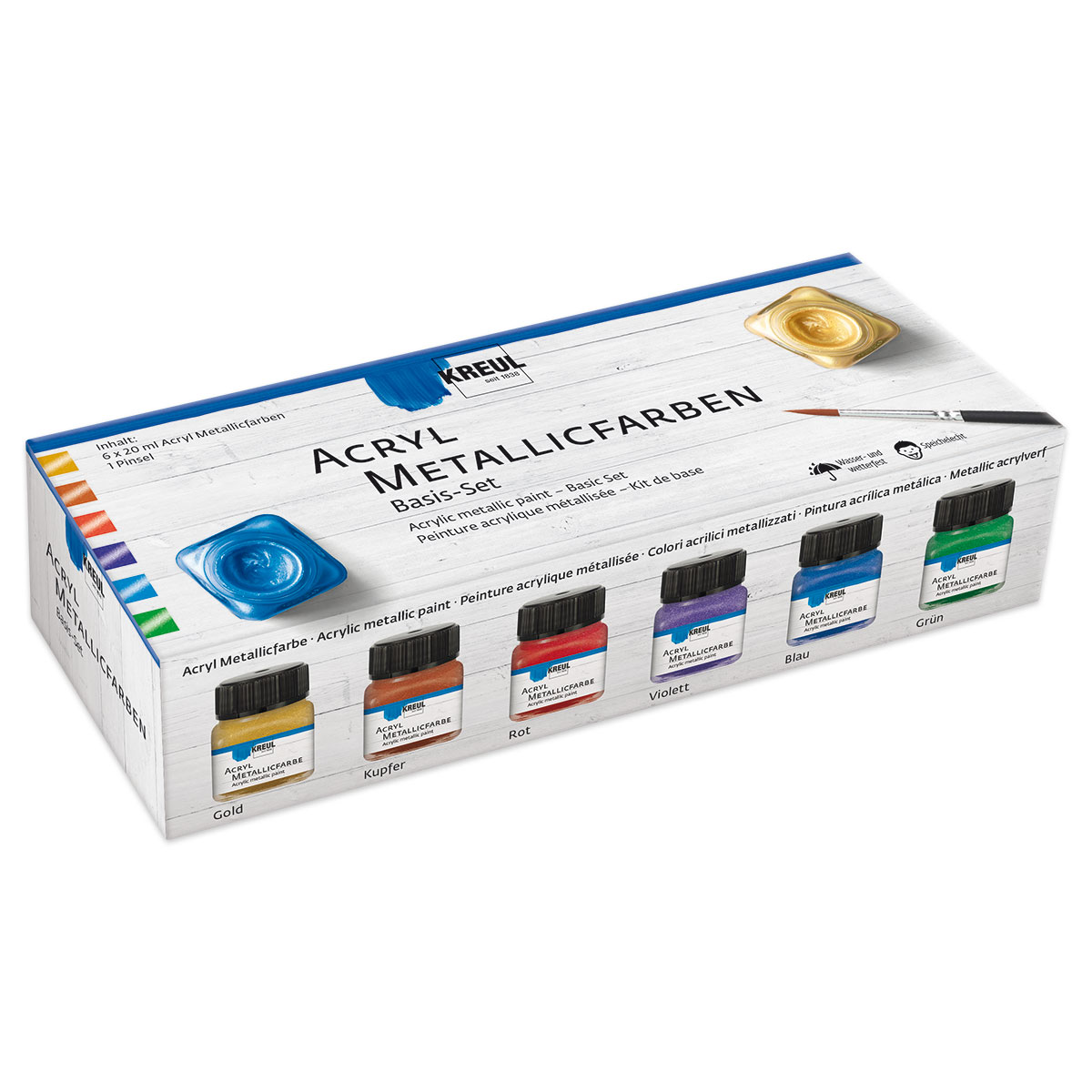 KREUL Acryl Metallicfarben-Set 6 Farben à 20ml Basic