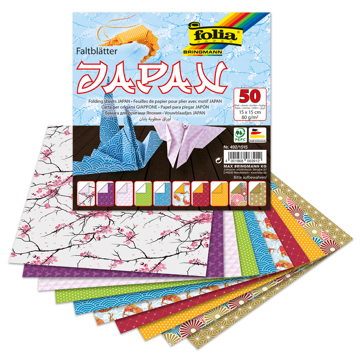 Faltblätter 80g/m² 15x15cm 50 Bl. Japan