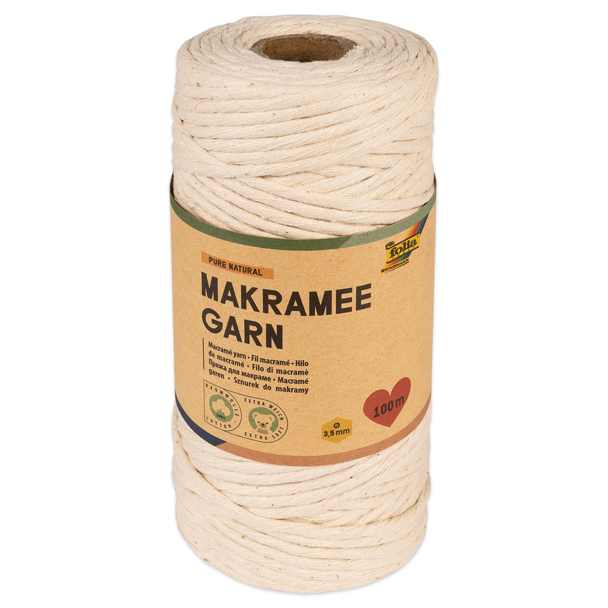 Makramee Garn Ø 3,5mm 100m natur hell