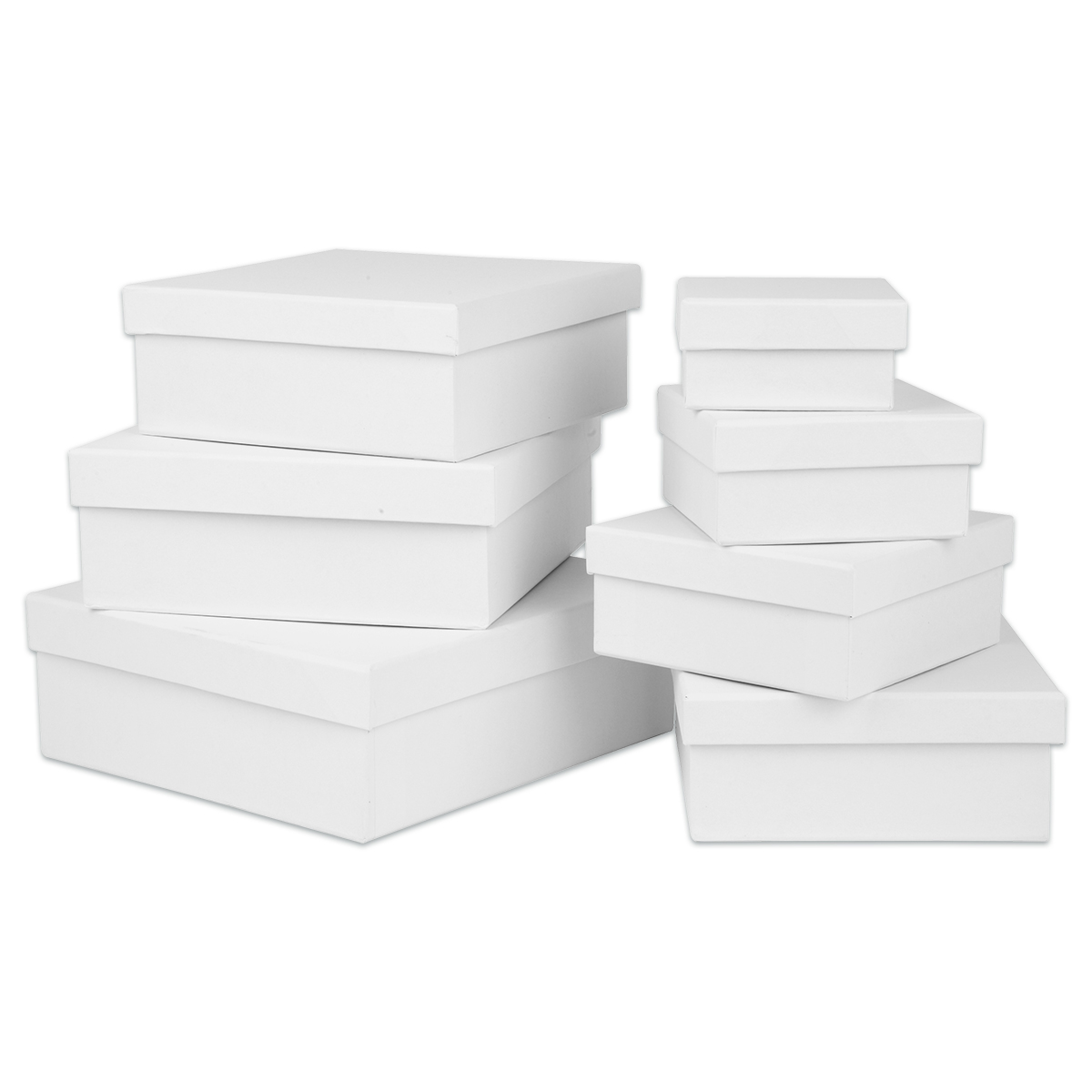 Geschenkboxen Karton 7-teilig Quadrat weiß