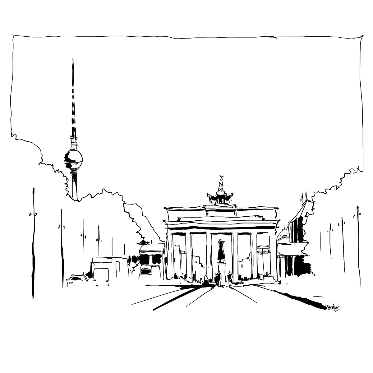 Color Sketch-Keilrahmen 20x20cm Brandenburger Tor