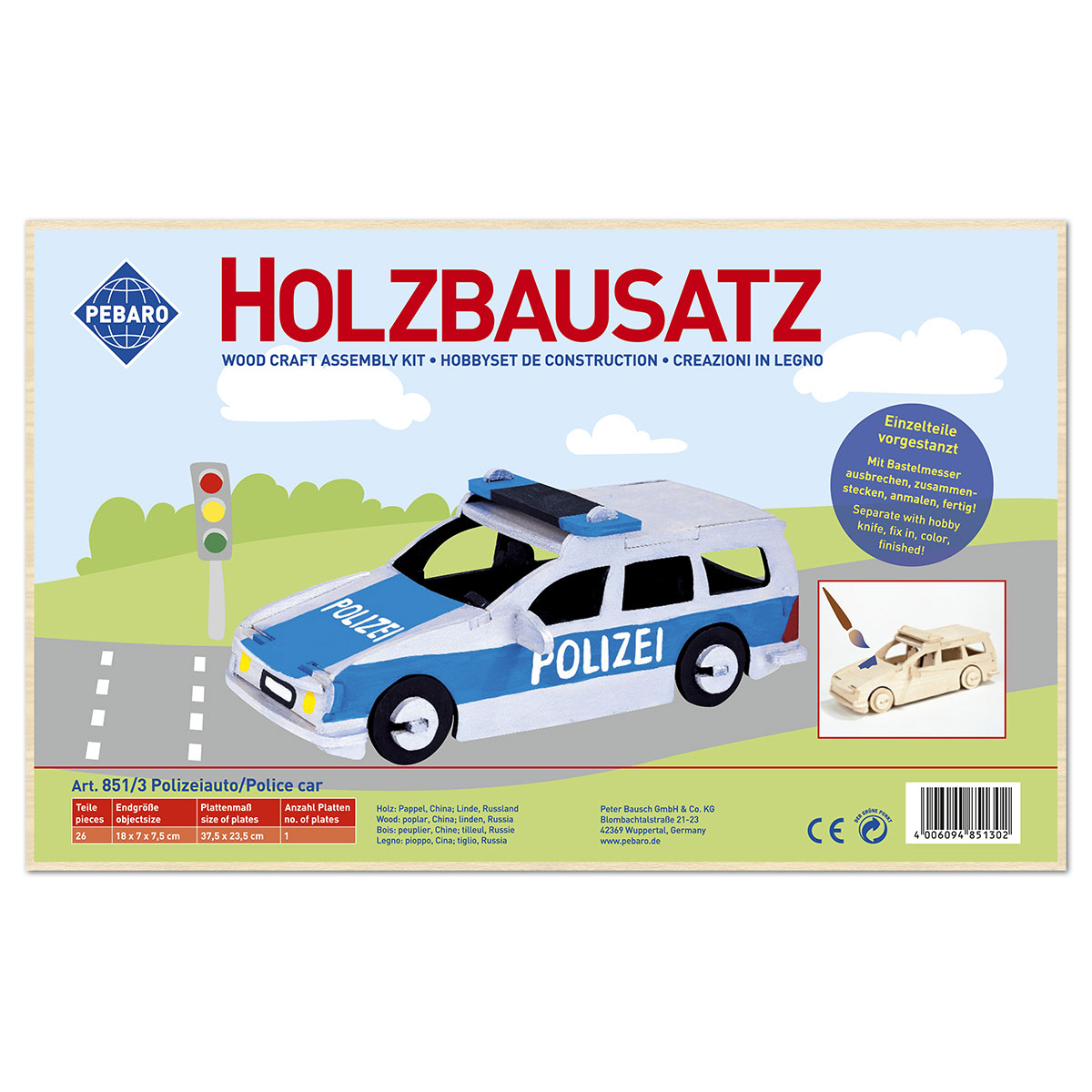 58708513_1AqQdctstPiySw Holzbausatz Polizeiauto 28x7cm 26 Teile