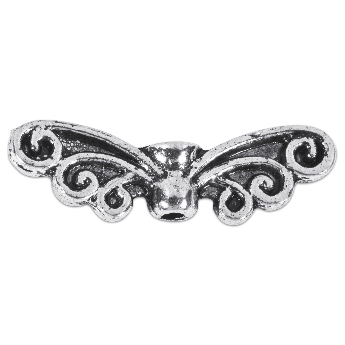 Metallperle Doppelflügel 20x7mm 20 St. altsilberfarben