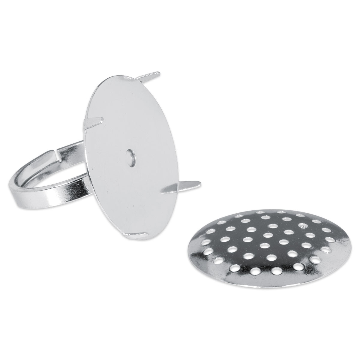 Fingerring mit Sieb Metall ca. 20mm platinf.