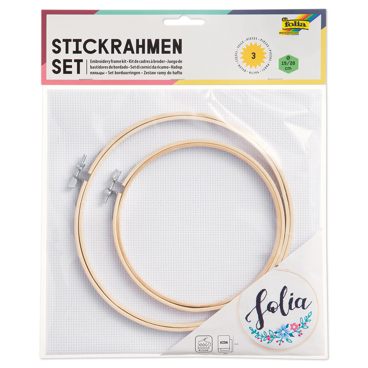 Stickrahmen-Set Holz Ø 15&20cm 2 St.