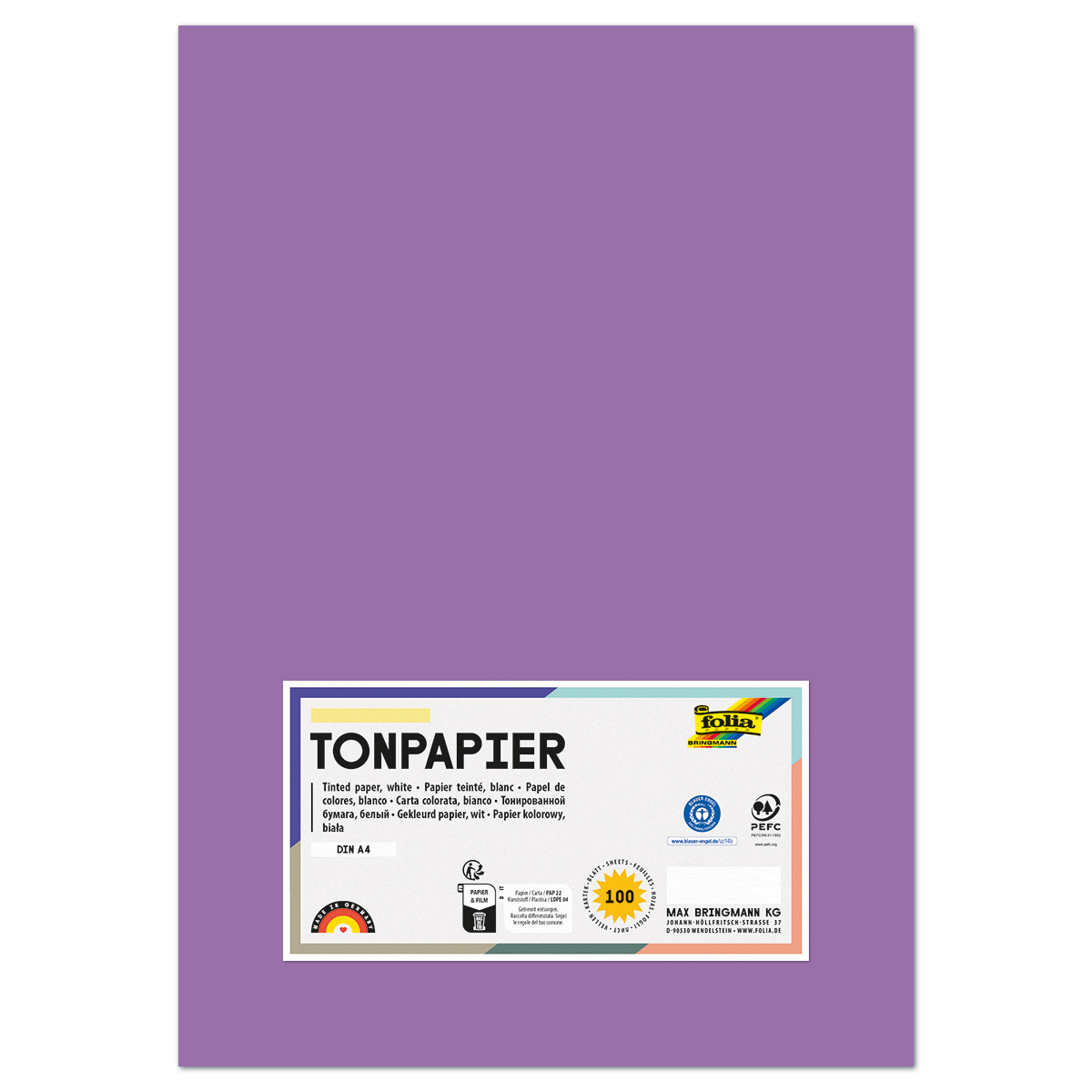 Tonpapier 130g/m² DIN A4 100 Bl. flieder