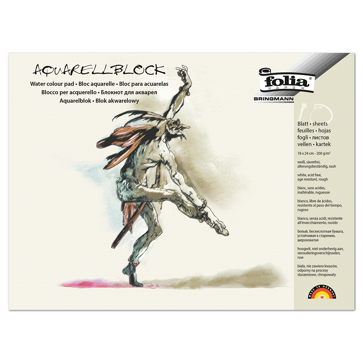 Aquarellblock 200g/m² 18x24cm 10 Bl. rau Aquarellblock 200g/m² 18x24cm 10 Bl. rau