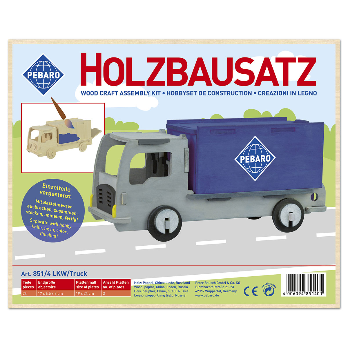 58708514_1ct97064dUPsD1 Holzbausatz LKW ca. 17x6,5x8cm 24 Teile