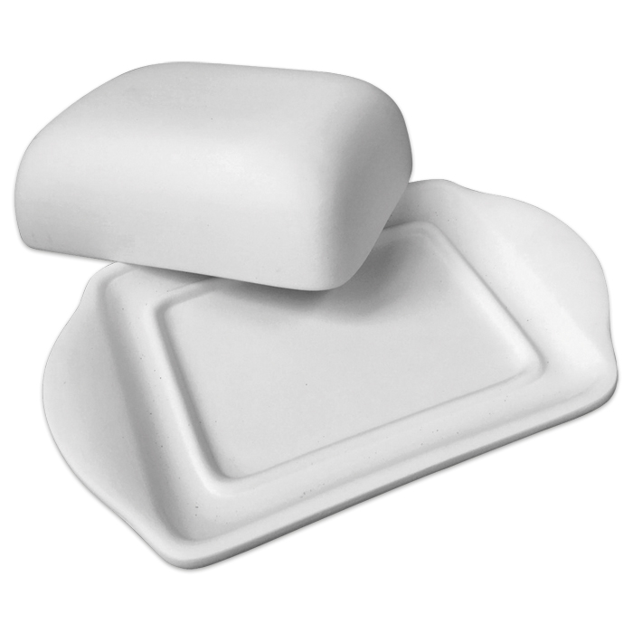 514000286cH0UD1pEqYaD Butterdose Rohkeramik 20x12x6cm weiß