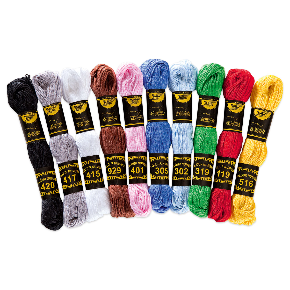 Stickgarn-Sortiment 10 Stränge/Farben à 40m