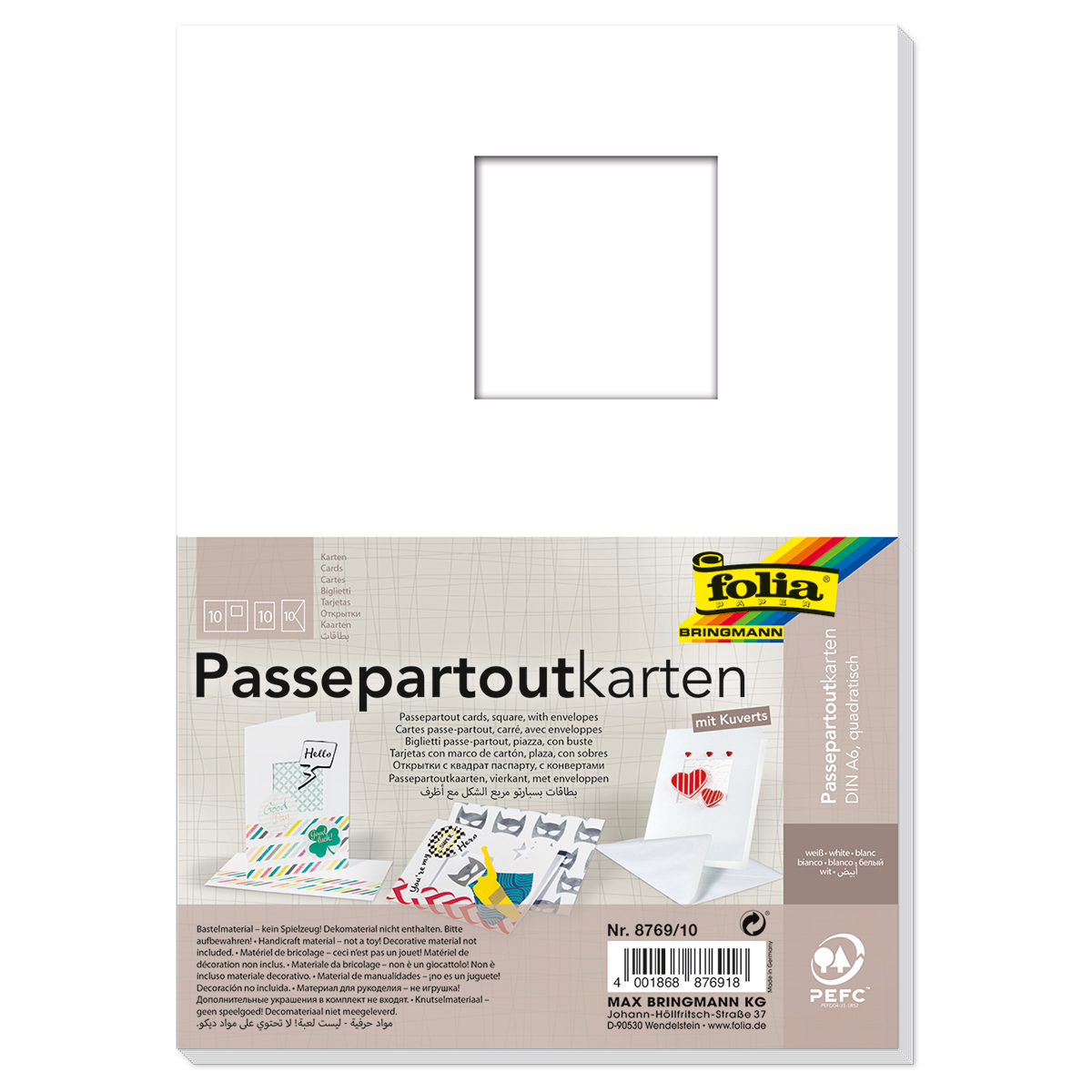 Passepartoutkarten DIN A6 10 St. quadratisch weiß