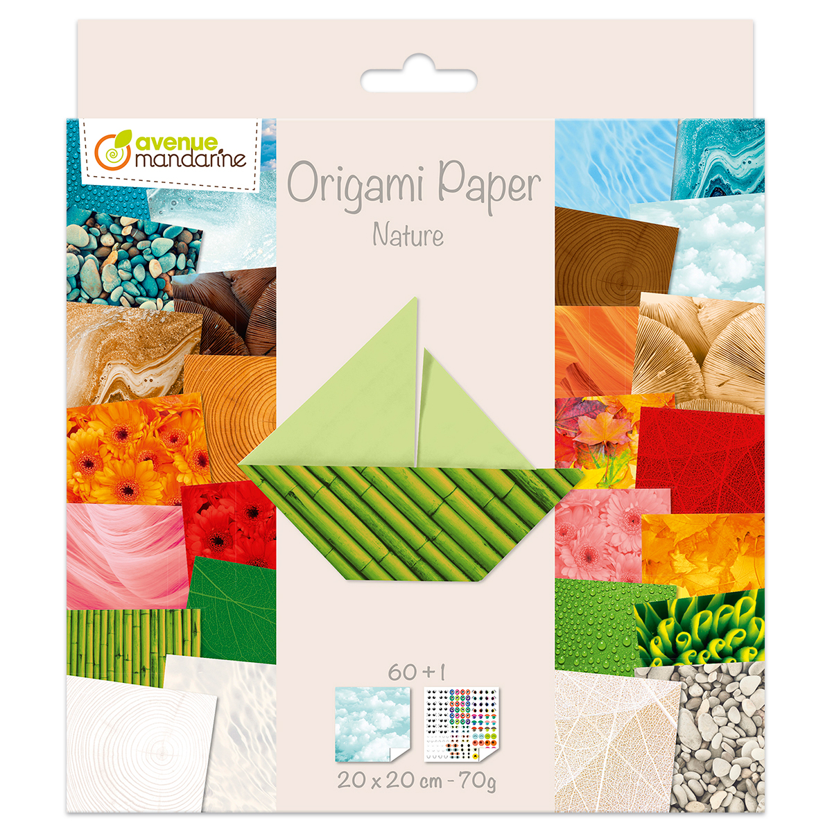 Origami-Papier 20x20cm 60 Bl. Nature