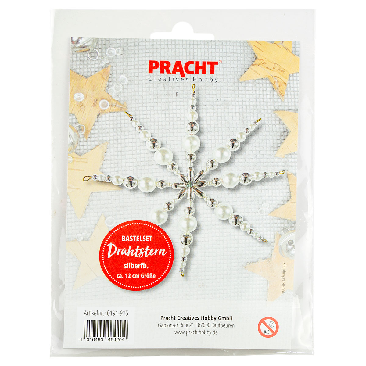 52219191_1 Kreativset Perlenstern ca. 12cm weiß-silberfarben