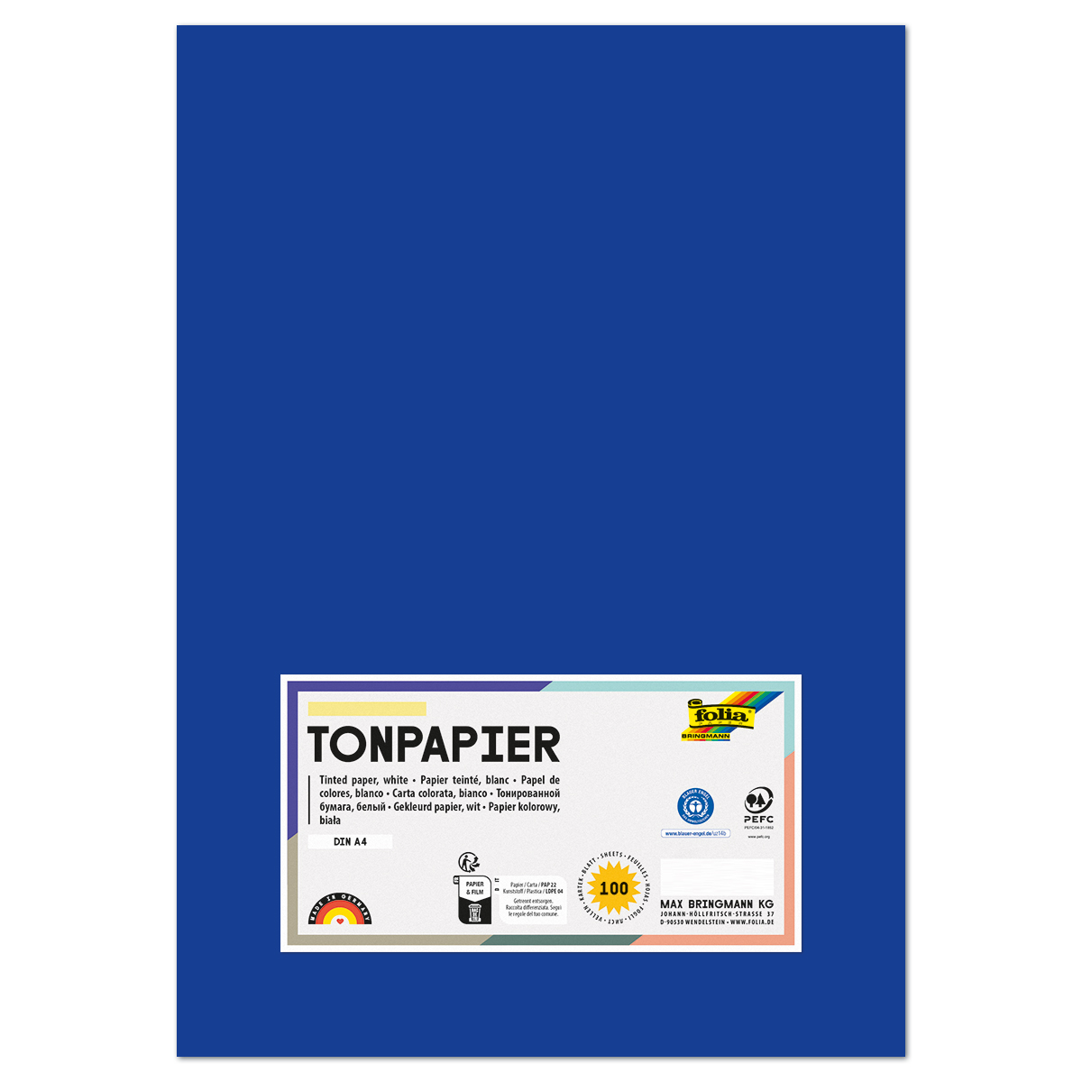Tonpapier 130g/m² DIN A4 100 Bl. ultramarin