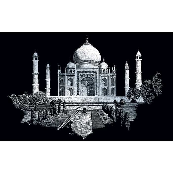 56300404pbsEQVb2MmZD4 Kratzbild silber 28,6x39cm Taj Mahal