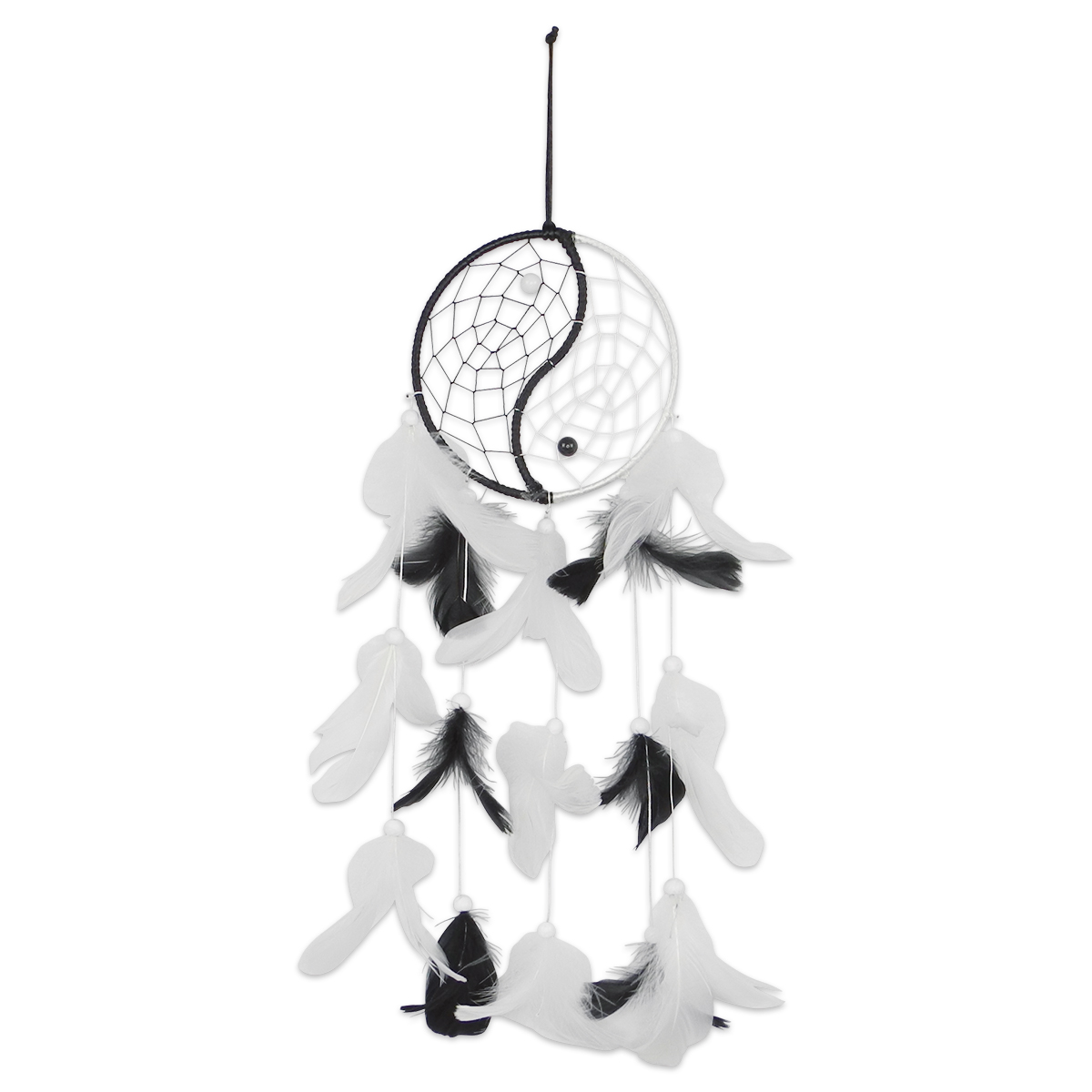Traumfänger-Set Yin & Yang ca. 50cm schwarz/weiß