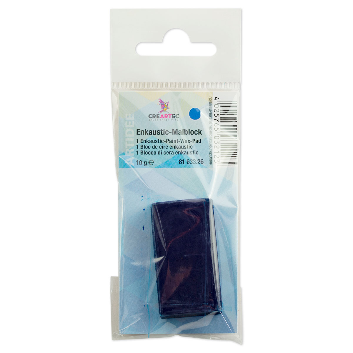 Enkaustik-Malblock 45x25x10mm ca. 10g enzianblau