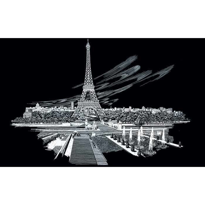 Kratzbild silber 28,6x39cm Eiffelturm