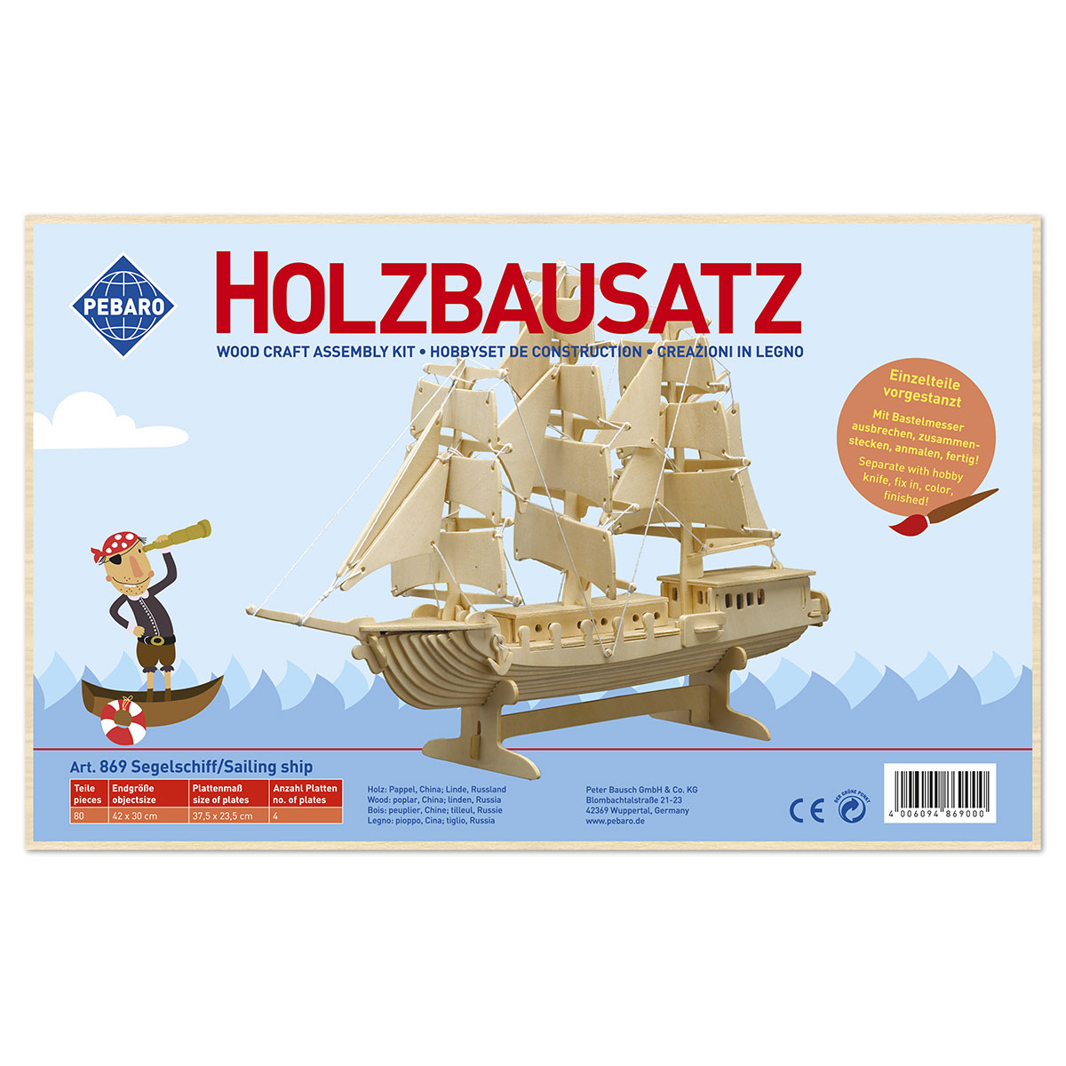 58700869_1 Holzbausatz Segelschiff 42x30cm 80 Teile
