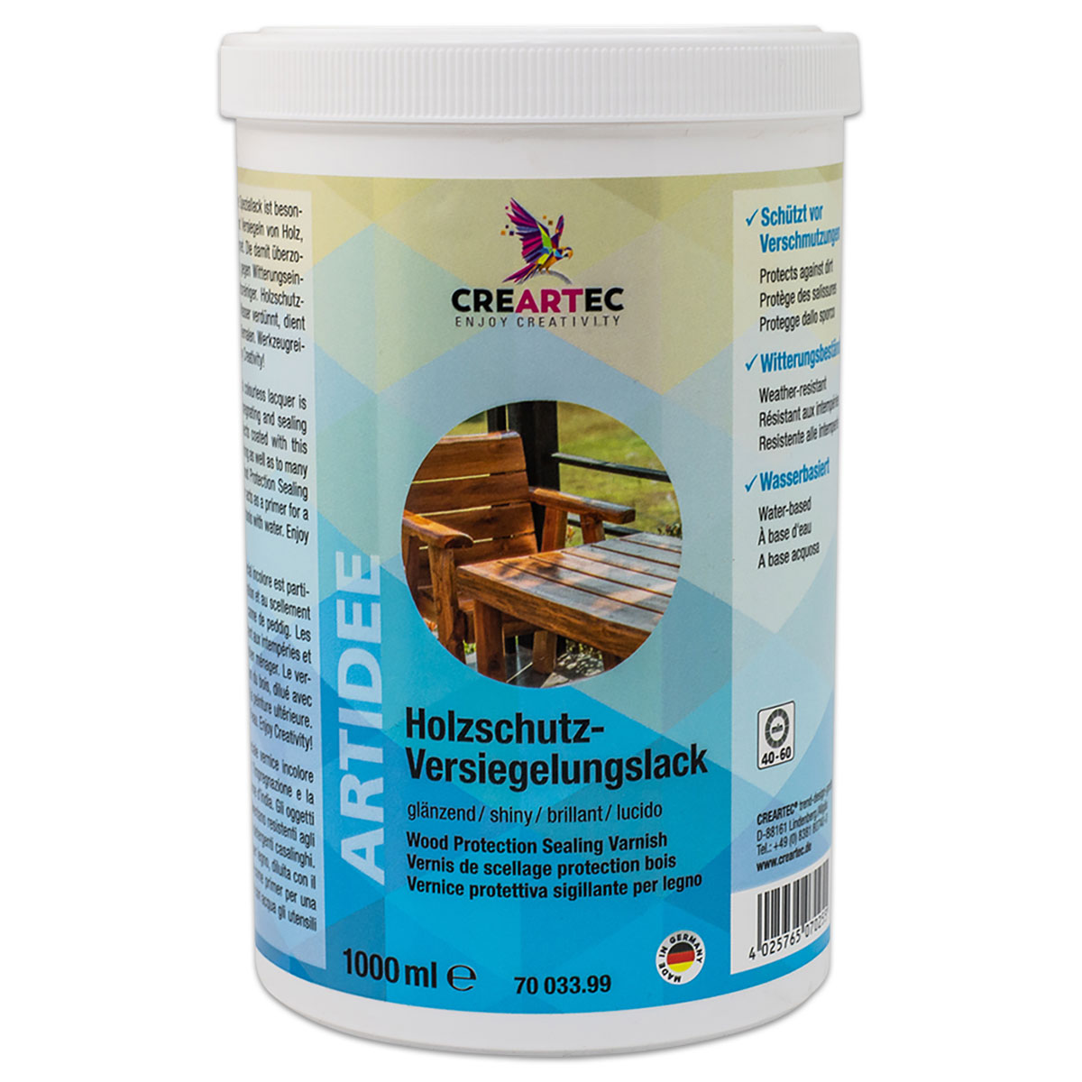 Holzschutzlack kennzeichnungsfrei 1.000ml seidenmatt